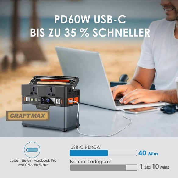 CRAFTMAX-mobile-Powerstation-Generator-288Wh-78000mAh-300W-Batterie-tragbarer-Stromspeicher-Ladegeraet-8