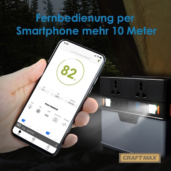 CRAFTMAX-mobile-Powerstation-Generator-288Wh-78000mAh-300W-Batterie-tragbarer-Stromspeicher-Ladegeraet-7