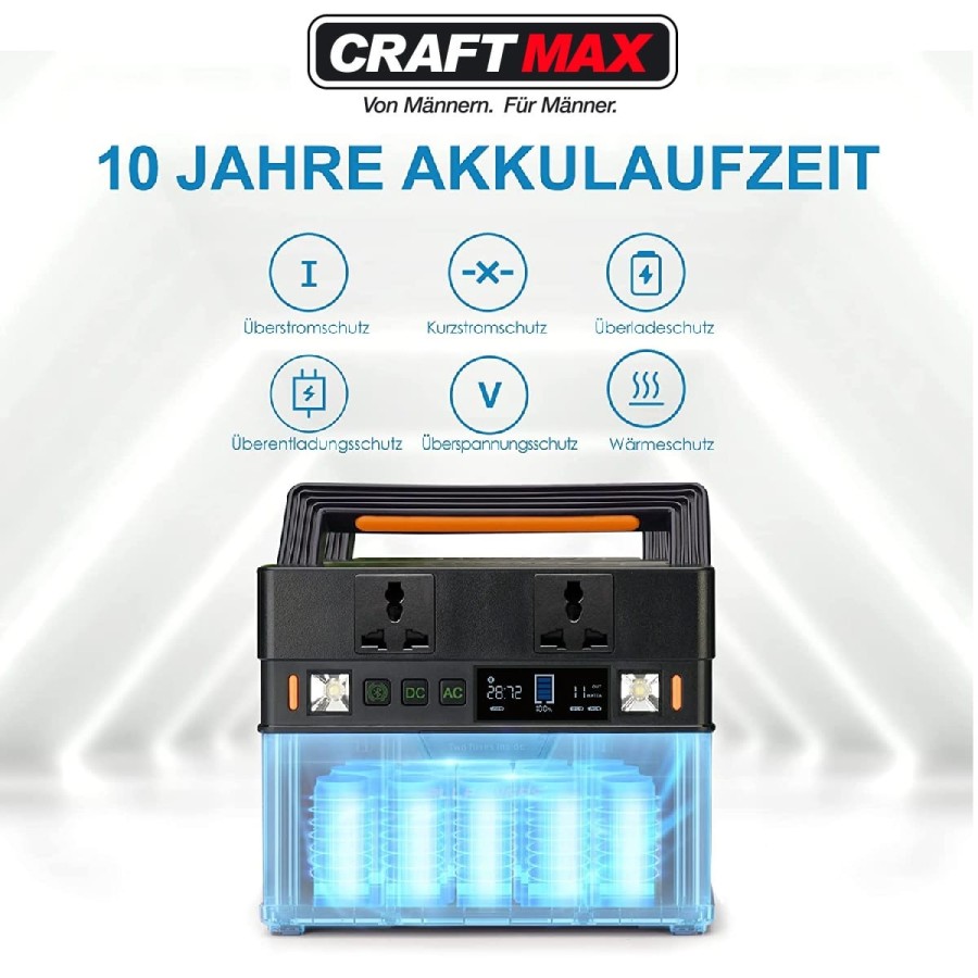 CRAFTMAX-mobile-Powerstation-Generator-288Wh-78000mAh-300W-Batterie-tragbarer-Stromspeicher-Ladegeraet-2