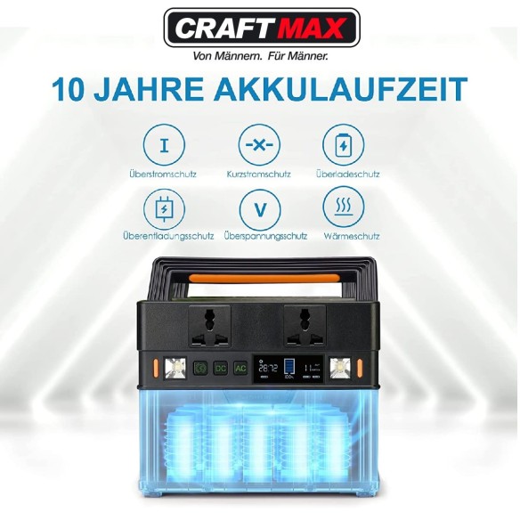 CRAFTMAX-mobile-Powerstation-Generator-288Wh-78000mAh-300W-Batterie-tragbarer-Stromspeicher-Ladegeraet-2