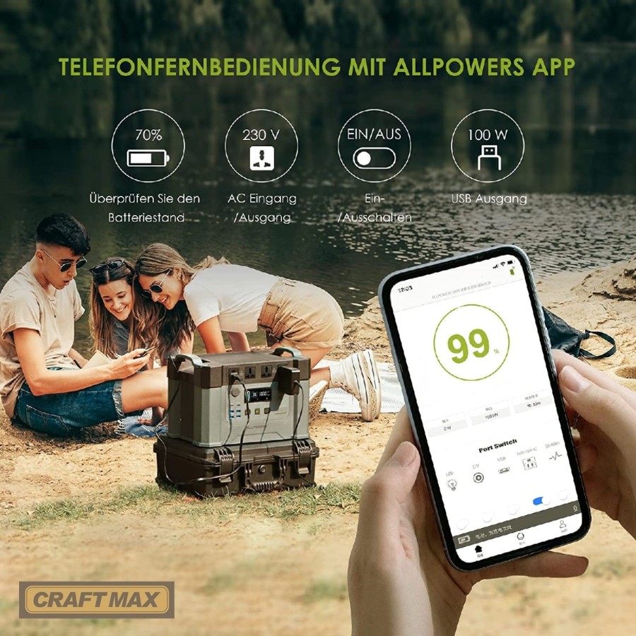 CRAFTMAX-mobile-Powerstation-1500Wh-2000W-AKKU-Solargenerator-230V-Steckdose-4000W-Spitzenwert-4