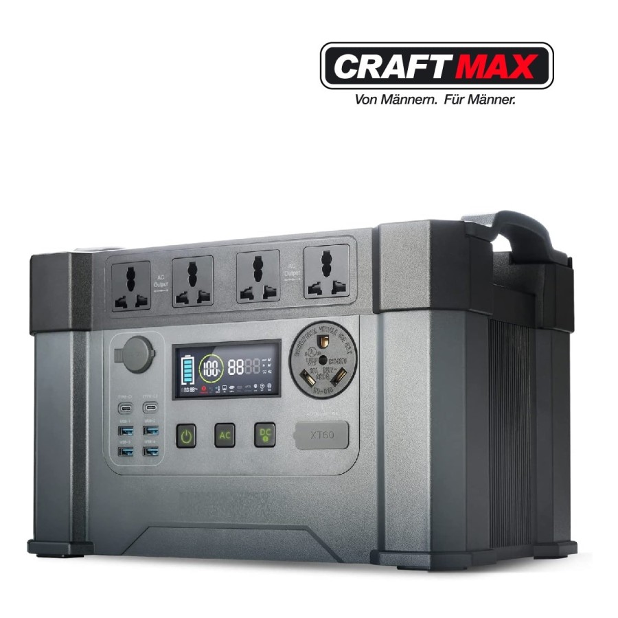 CRAFTMAX-Monster-X-Pro-mobile-Powerstation-1500Wh-mobiler-Stromspeicher-Solargenerator-4x-2400W-AC-Steckdosen-UPS-Funktion-30A-W