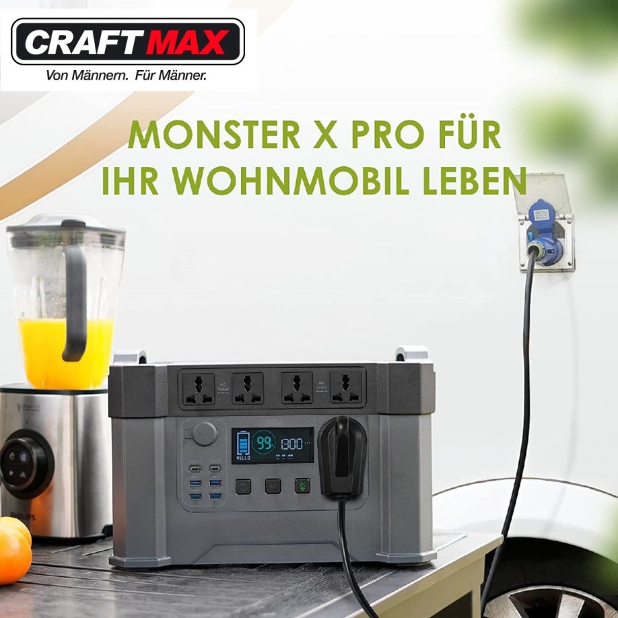CRAFTMAX-Monster-X-Pro-mobile-Powerstation-1500Wh-mobiler-Stromspeicher-Solargenerator-4x-2400W-AC-Steckdosen-UPS-Funktion-30A-W