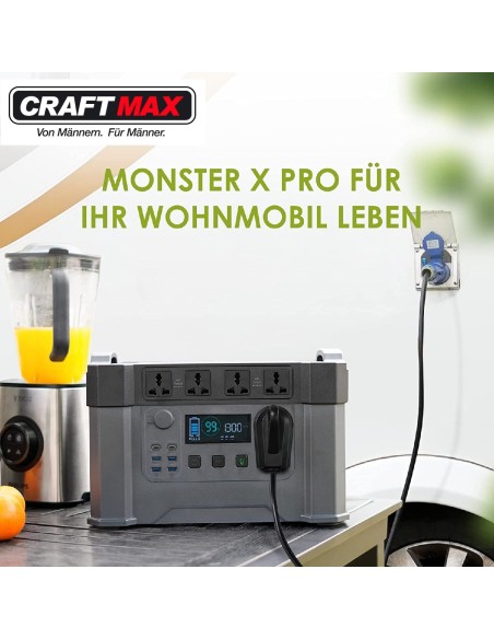 CRAFTMAX-Monster-X-Pro-mobile-Powerstation-1500Wh-mobiler-Stromspeicher-Solargenerator-4x-2400W-AC-Steckdosen-UPS-Funktion-30A-W