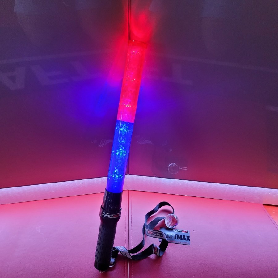 CRAFTMAX-red-blue-flashlight-Schlagstock-Stab-Taschenlampe-roten-blauen-Warnlicht-3