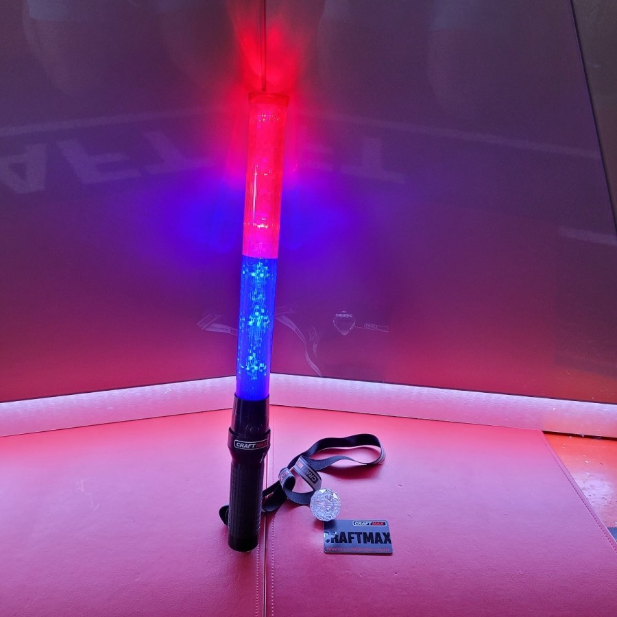 CRAFTMAX-red-blue-flashlight-Schlagstock-Stab-Taschenlampe-roten-blauen-Warnlicht-2