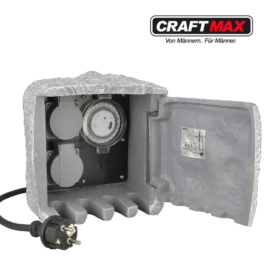 CRAFTMAX-Gartensteckdose-mit-Zeitschaltuhr-in-Steinoptik-4