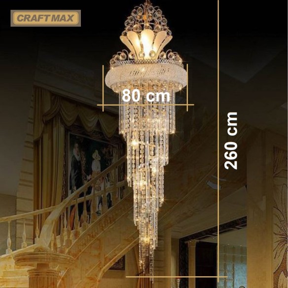 OmanLuxe-Gold-Kristall-Deckenpendellampe-29-flammig-260cm-80cm