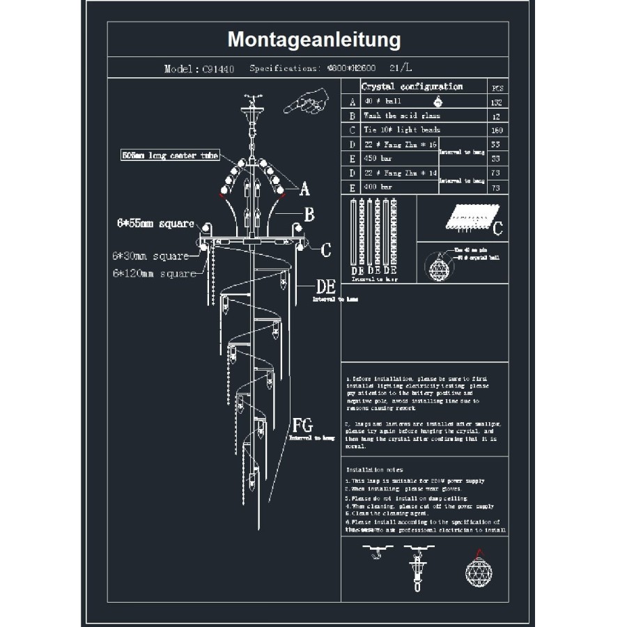 OmanLuxe-Deckenpendelleuchte-29-flammig-Montageanleitung