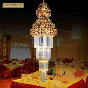 CRAFTMAX®-KhalifaLuxe-Gold-Kristall-Deckenpendelleuchte-29-flammig-250x80cm
