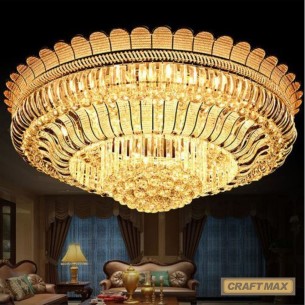 CRAFTMAX®-FujairahLuxe-Gold-Kristall-Deckenleuchte-14-flammig-40x100cm