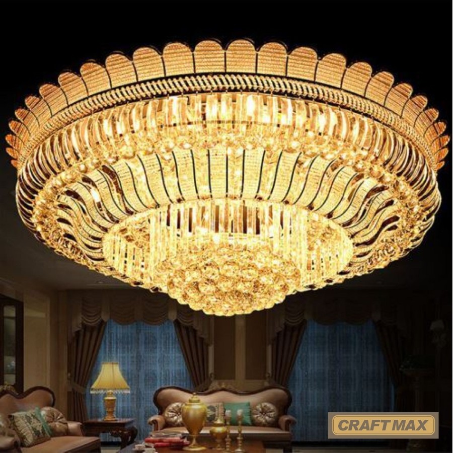 CRAFTMAX®-FujairahLuxe-Gold-Kristall-Deckenleuchte-14-flammig-40x100cm