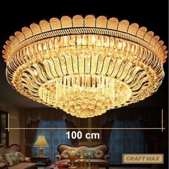 CRAFTMAX®-FujairahLuxe-Gold-Kristall-riesige-Deckenleuchte-14-flammig-40x100cm