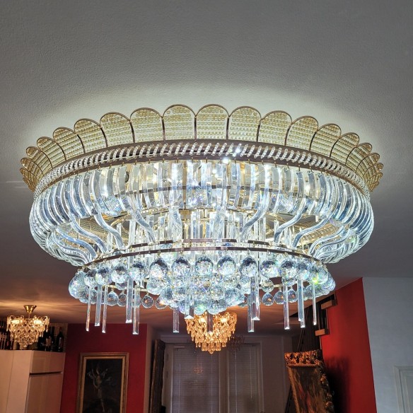 SUXULLUXUS®-FujairahLuxe-Gold-Kristall-riesige-Deckenleuchte-14-flammig-40x100cm-1