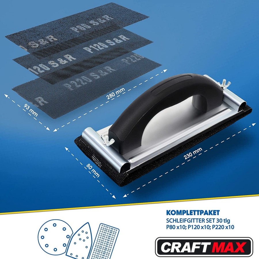 CRAFTMAX-Trockenbau-Handschleifer-Schleifgitter-Maler