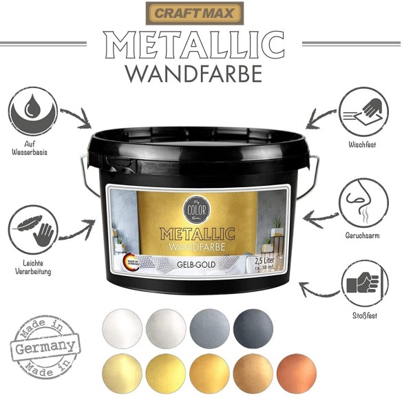 CRAFTMAX-Wandfarbe-Gold-Metallic-Effekt-2.5L