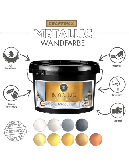 CRAFTMAX-Wandfarbe-rot-Gold-Metallic-Effekt-2.5L