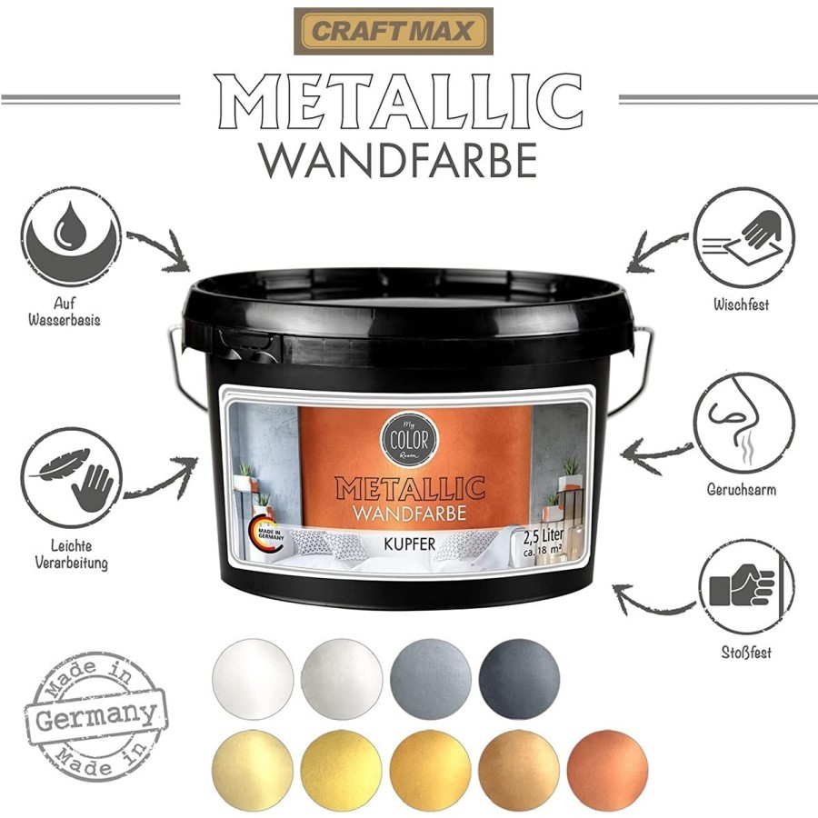 CRAFTMAX-Wandfarbe-Kupfer-Metallic-Effekt-2.5L