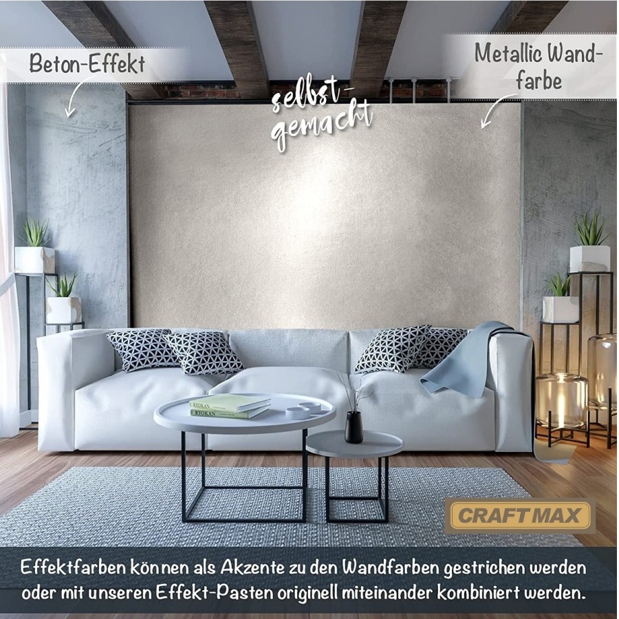 CRAFTMAX-Wandfarbe-silber-Metallic-Effekt-Luxus