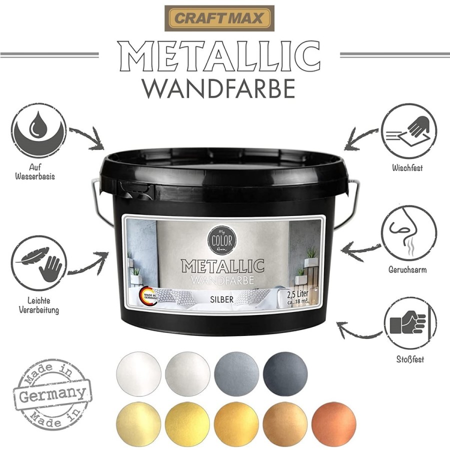 CRAFTMAX-Wandfarbe-silber-Metallic-Effekt-2.5L