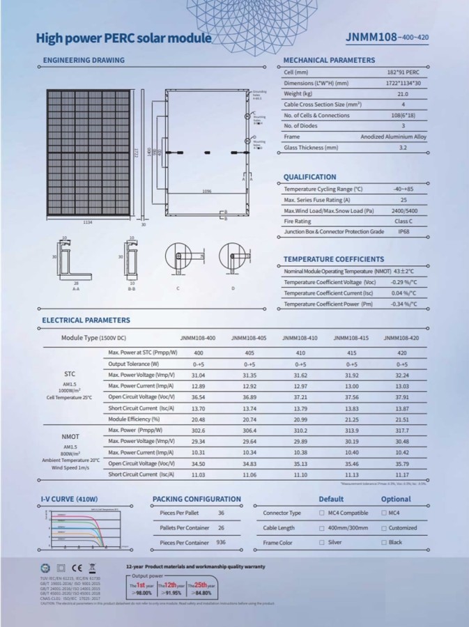 CRAFTMAX-Solarmodul-High-Power-PERC-JNMM108-144-Sonderposten