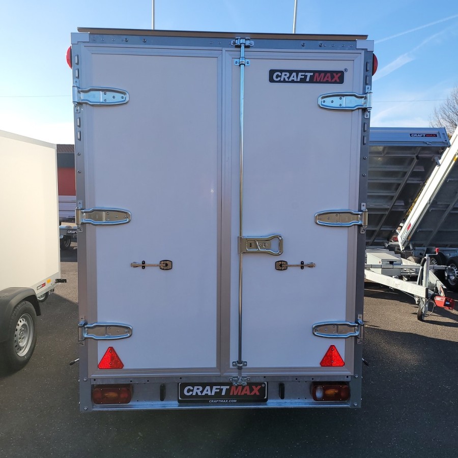 CRAFTMAX-P-BOX-Kofferanhaenger-GFK-gebremst-1300kg-2-Fluegeltueren-305×157×184cm-1