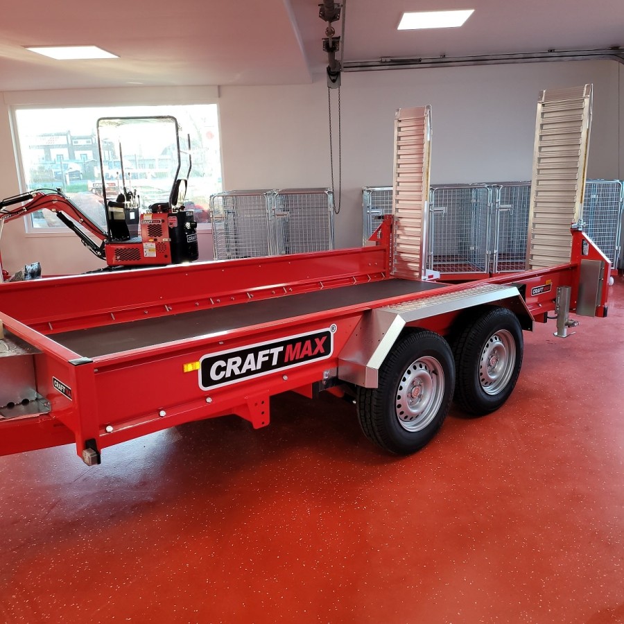 CRAFTMAX-MEGA-Baumaschinentransporter-3500Kg-Schaufelauflage-schwenkbaren-Auffahrrampen-2730kg-Nutzlast-2