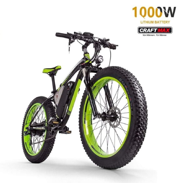CRAFTMAX-fatboy-Elektrofahrrad-26-E-Bike-mit-48V-16Ah-1000W-Lithium-Batterie-Shimano-21-Gang-gruen-schwarz