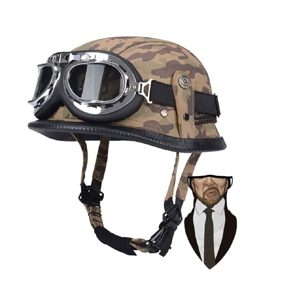 CRAFTMAX-dirty-Leder-Retro-Motorrad-Halbhelm-Schnellverschluss-coole-Brille-military