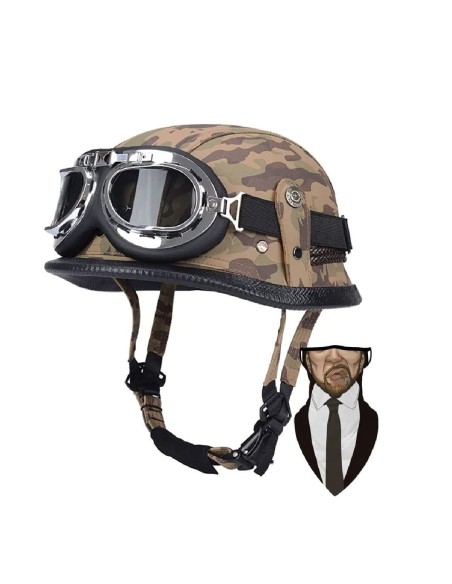 CRAFTMAX-dirty-Leder-Retro-Motorrad-Halbhelm-Schnellverschluss-coole-Brille-military