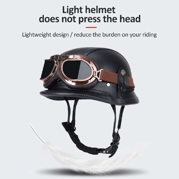 CRAFTMAX-dirty-Leder-Retro-Motorrad-Halbhelm-Schnellverschluss-coole-Brille-black-brown-2