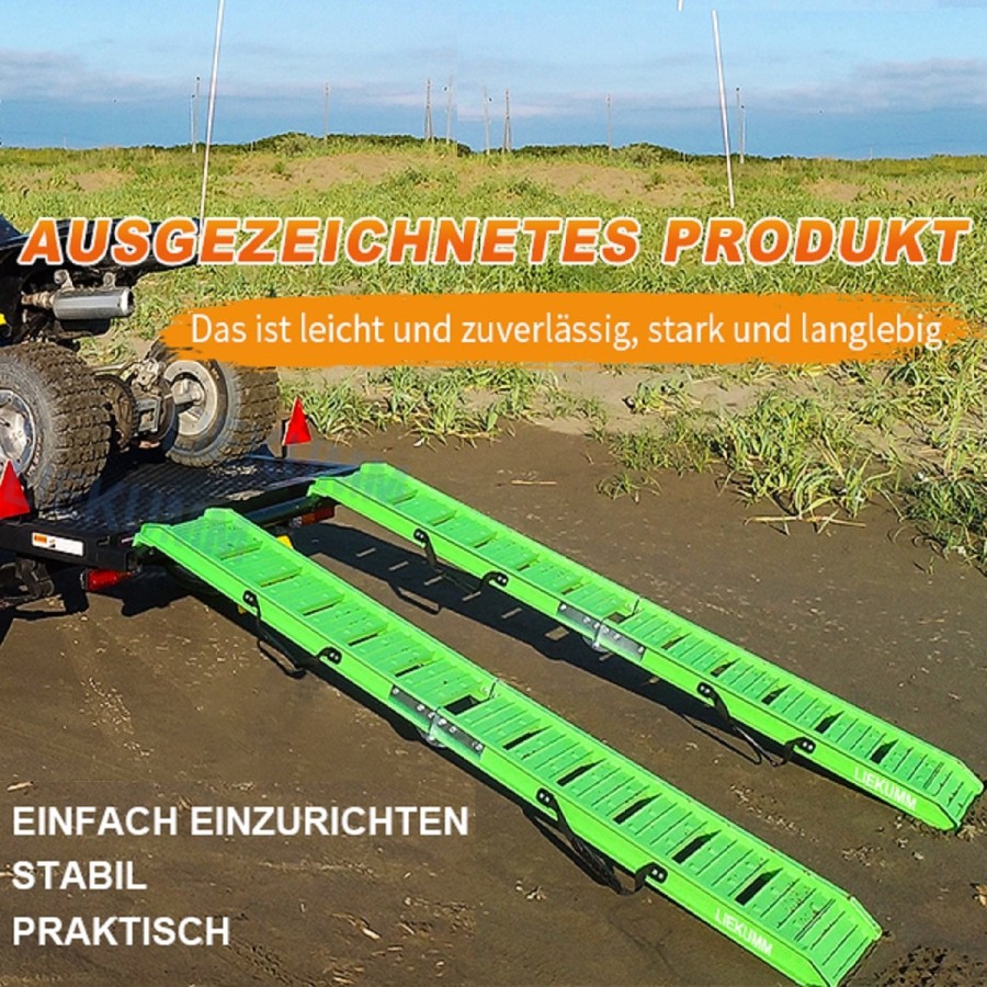 McFARMER-faltbare-180cm-ALU-Auffahrschiene-Laderampe-faltbar-gruen-1