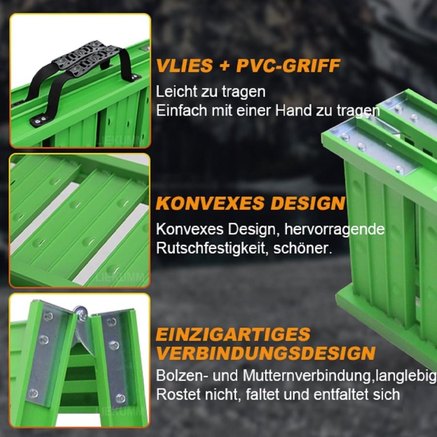 McFARMER-faltbare-180cm-ALU-Auffahrschiene-Laderampe-faltbar-gruen-9