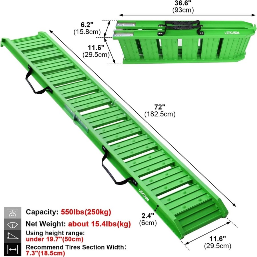 McFARMER-faltbare-180cm-ALU-Auffahrschiene-Laderampe-faltbar-gruen-8