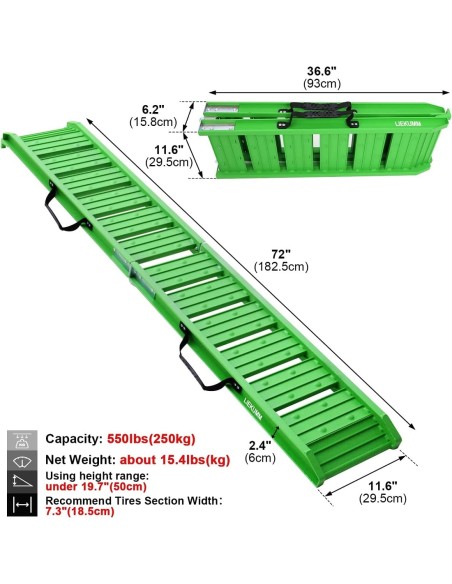 McFARMER-faltbare-180cm-ALU-Auffahrschiene-Laderampe-faltbar-gruen-8