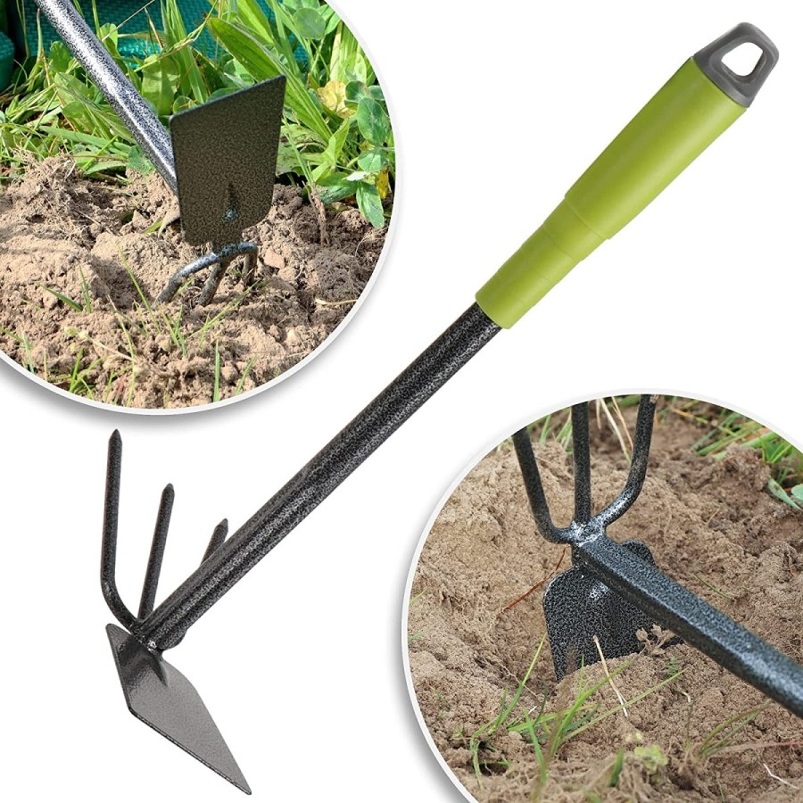 McFARMER-Blumenliebhaber-Doppelhacke-Kleingrubber-Fugenkratzer-Handrechen-Blumenkelle-5