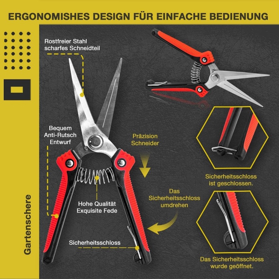 Set-Gartenschere-Rosenschere-Edelstahl-Baumschere-Bypass-Schere-3