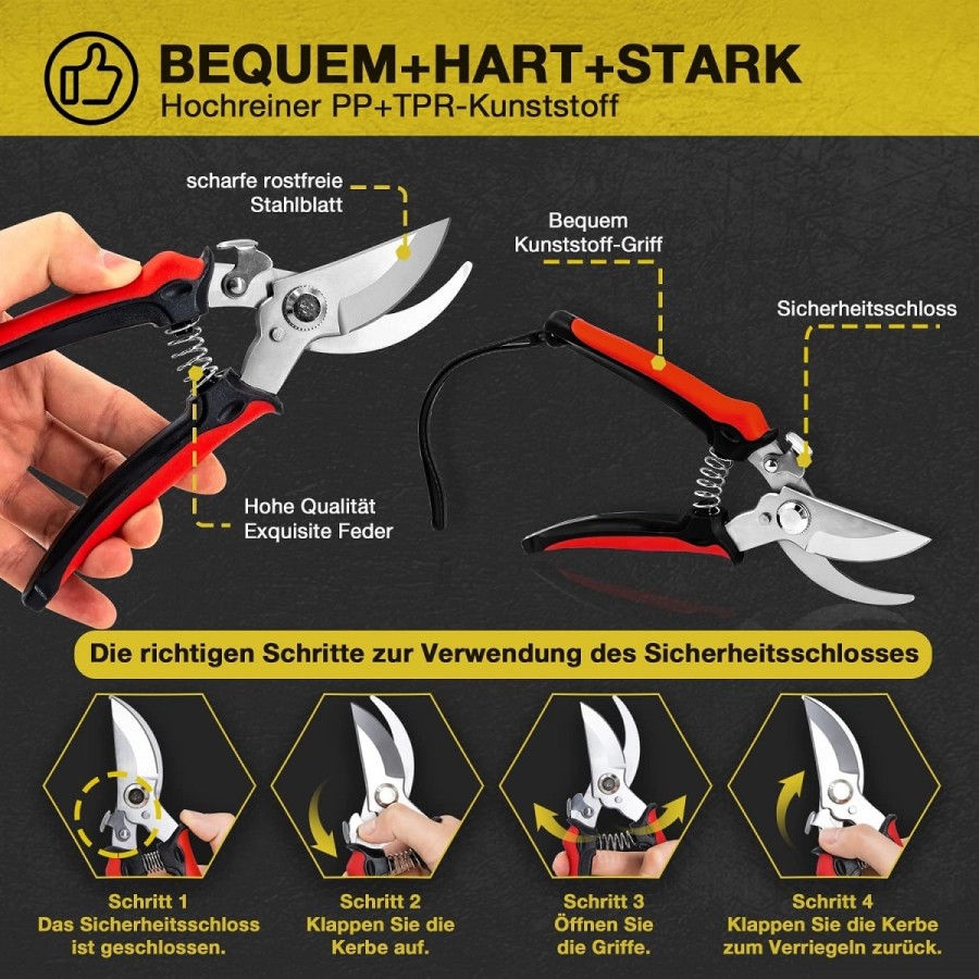 Set-Gartenschere-Rosenschere-Edelstahl-Baumschere-Bypass-Schere-7