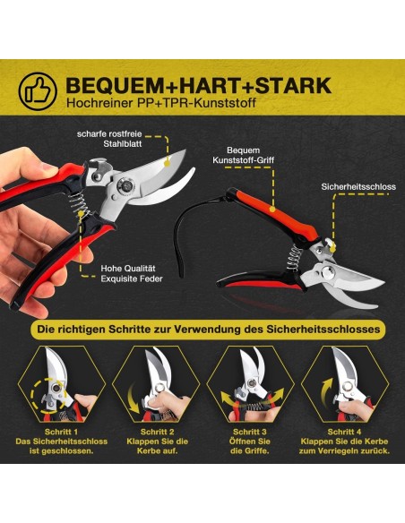 Set-Gartenschere-Rosenschere-Edelstahl-Baumschere-Bypass-Schere-7