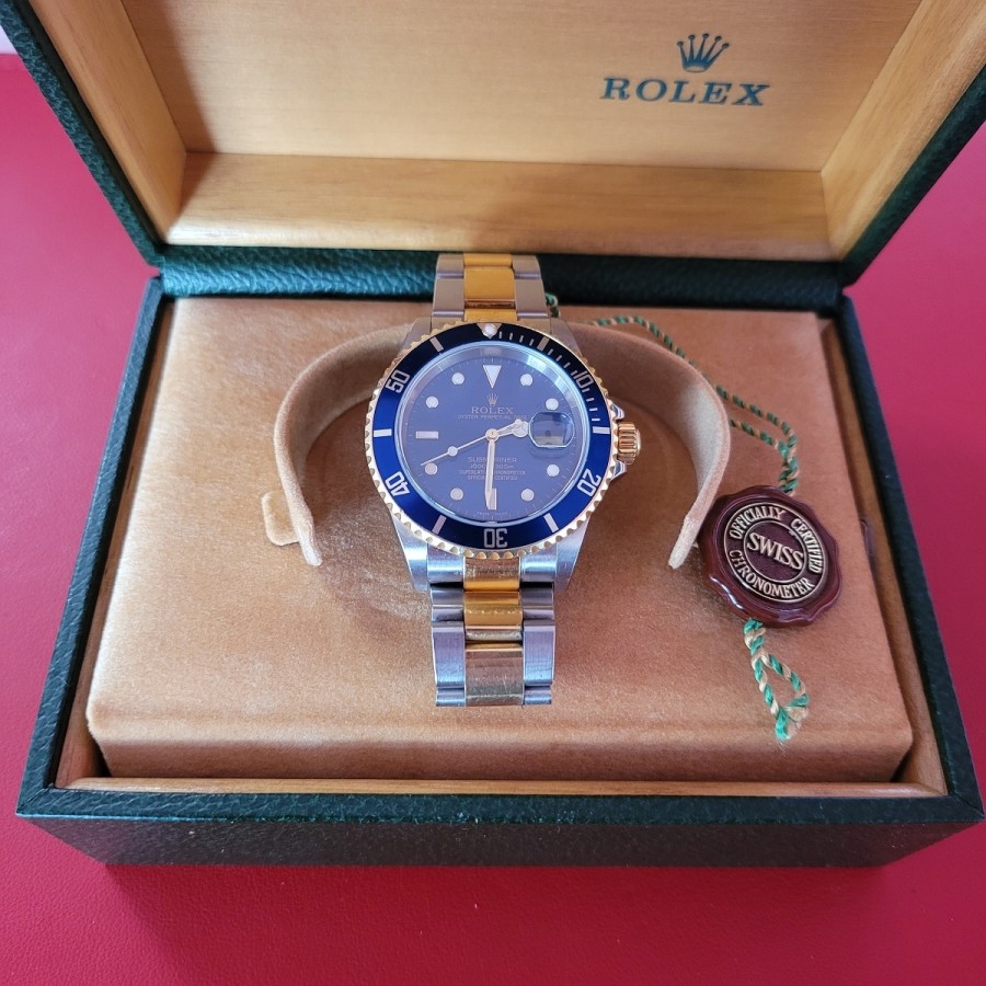 ROLEX-Submariner-Metall-Gold-blau-gebraucht-1