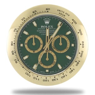 ROLEX-Daytona-Haendler-Wanduhr-gold-gruen-1
