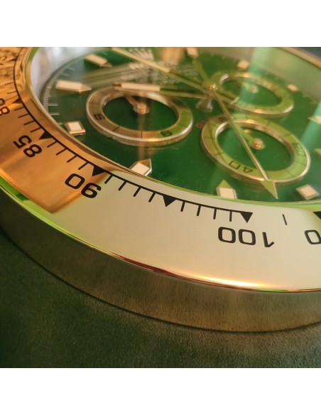 ROLEX-Daytona-Haendler-Wanduhr-gold-gruen-5