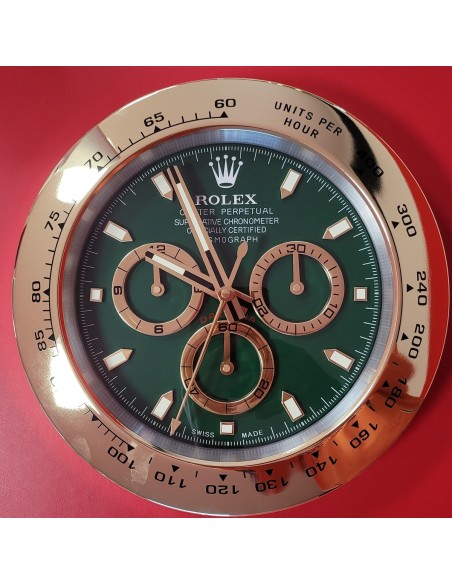 ROLEX-Daytona-Haendler-Wanduhr-gold-gruen-9