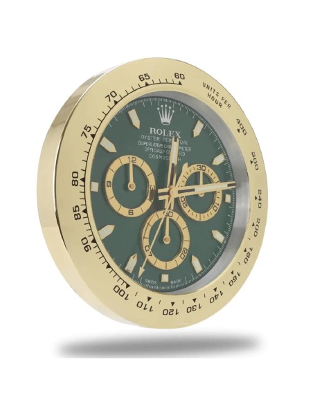 ROLEX-Daytona-Haendler-Wanduhr-gold-gruen-8