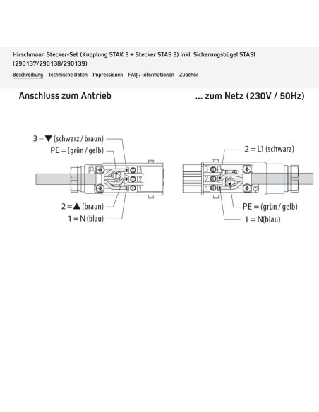 Hirschmann-4-polig-220V-Stecker-Kupplung-Anschluss
