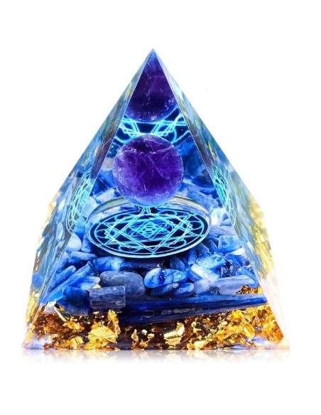 Orgon-Pyramide-blauer-Kristallkugel-Blattgold-Edelsteinen-Meditation-Yoga-Esoterik-1