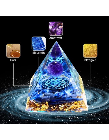 Orgon-Pyramide-blauer-Kristallkugel-Blattgold-Edelsteinen-Meditation-Yoga-Esoterik-2