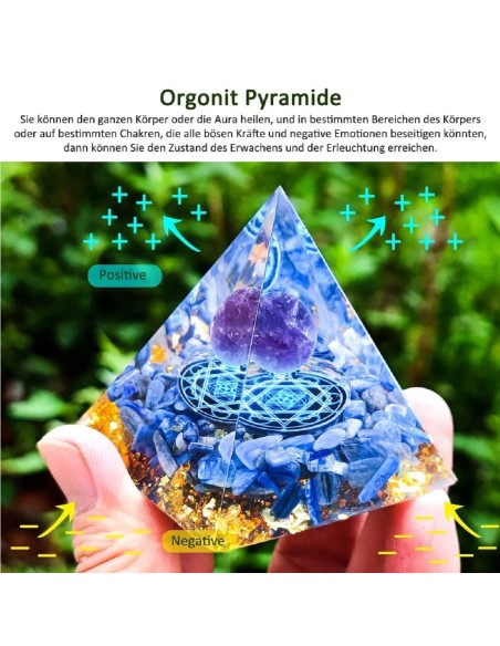 Orgon-Pyramide-blauer-Kristallkugel-Blattgold-Edelsteinen-Meditation-Yoga-Esoterik-3