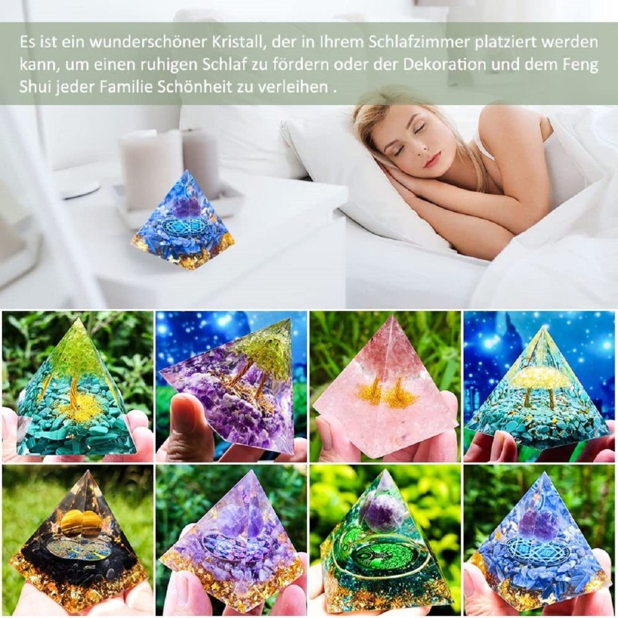 Orgon-Pyramide-blauer-Kristallkugel-Blattgold-Edelsteinen-Meditation-Yoga-Esoterik-6