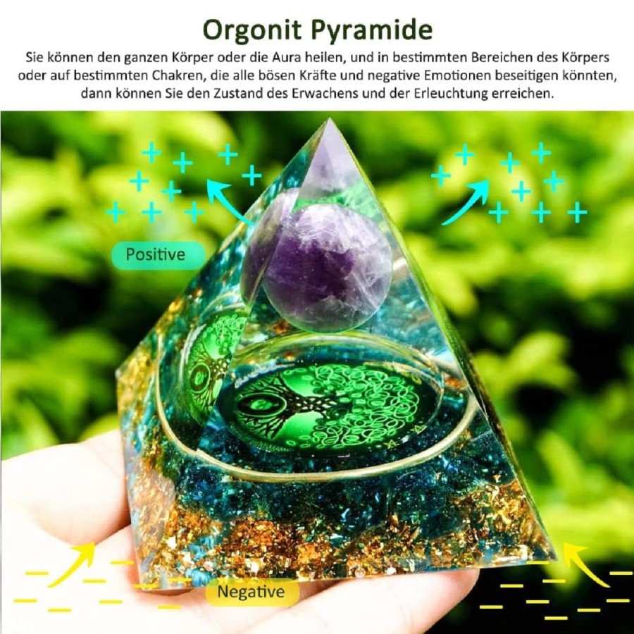 Orgonit-Orgon-Pyramide-gruene-Kristallkugel-Blattgold-Edelsteinen-3